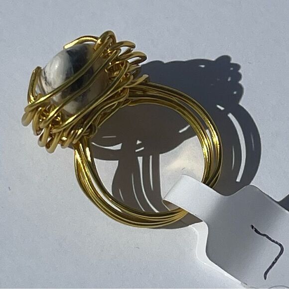 ✨ DENDRITIC AGATE NATURAL WIREWRAPPED GEMSTONE CHUNKY RING ✨ - Picture 10 of 11